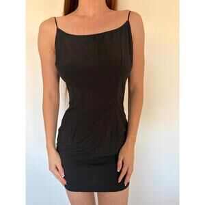 Black Boat Neck Vintage Mini Dress